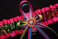 Colorful Zebra Print Fuchsia Satin Wedding Prom Garter Multiple Sizes Available