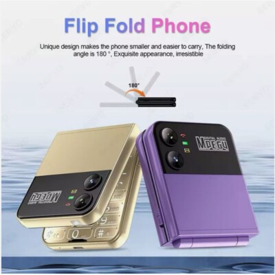 NEW F7 Foldable Unlocked Flip Mobile Phone 4 SIM Card 2G GSM Camera Magic Voice