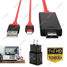 For iPhone 14 13 12 8 7 6 1080P HDMI Mirroring Cable Phone to TV HDTV AV Adapter