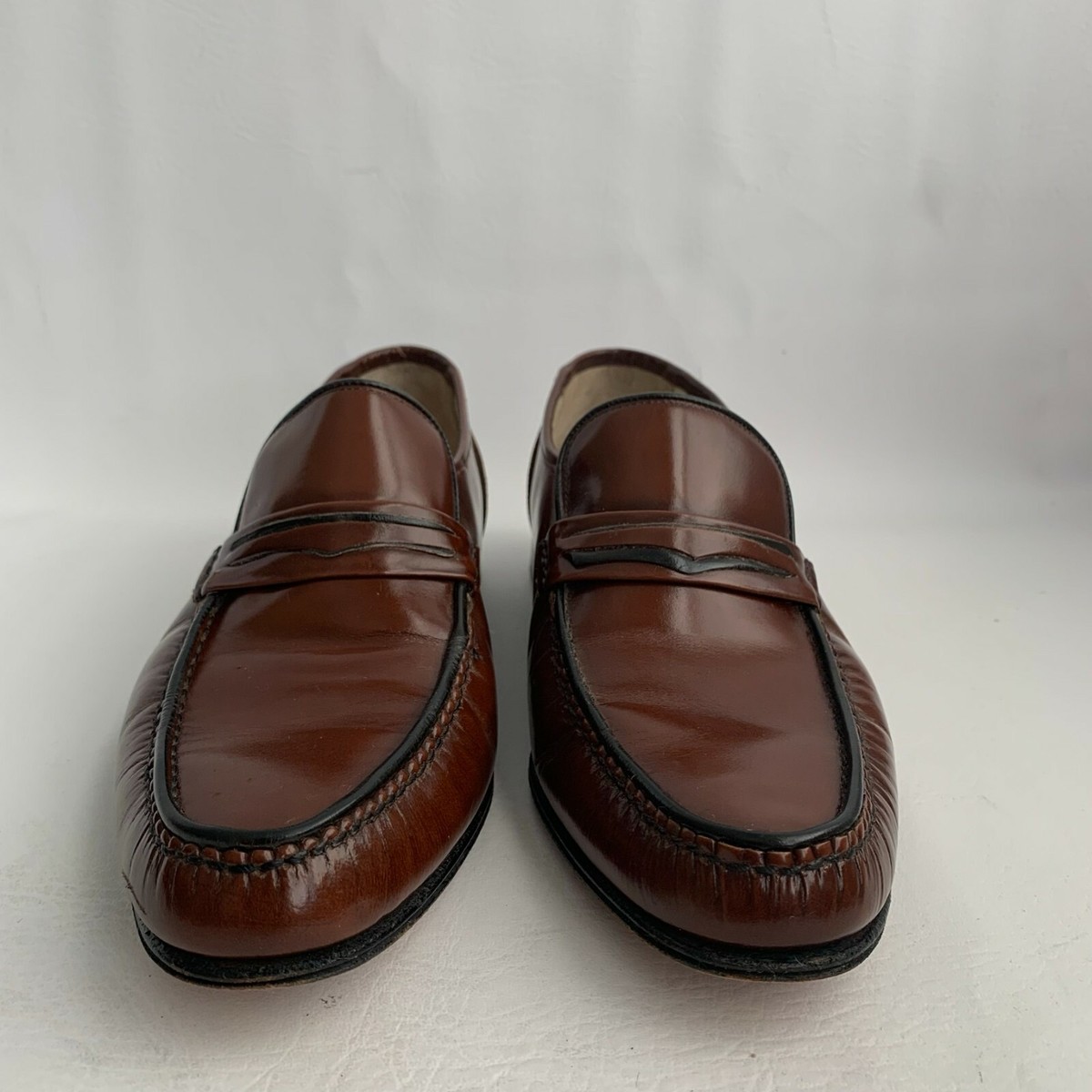 Gran Emyco Loafers Brown Leather Apron Pinch Almond Toe Slip  display picture 3