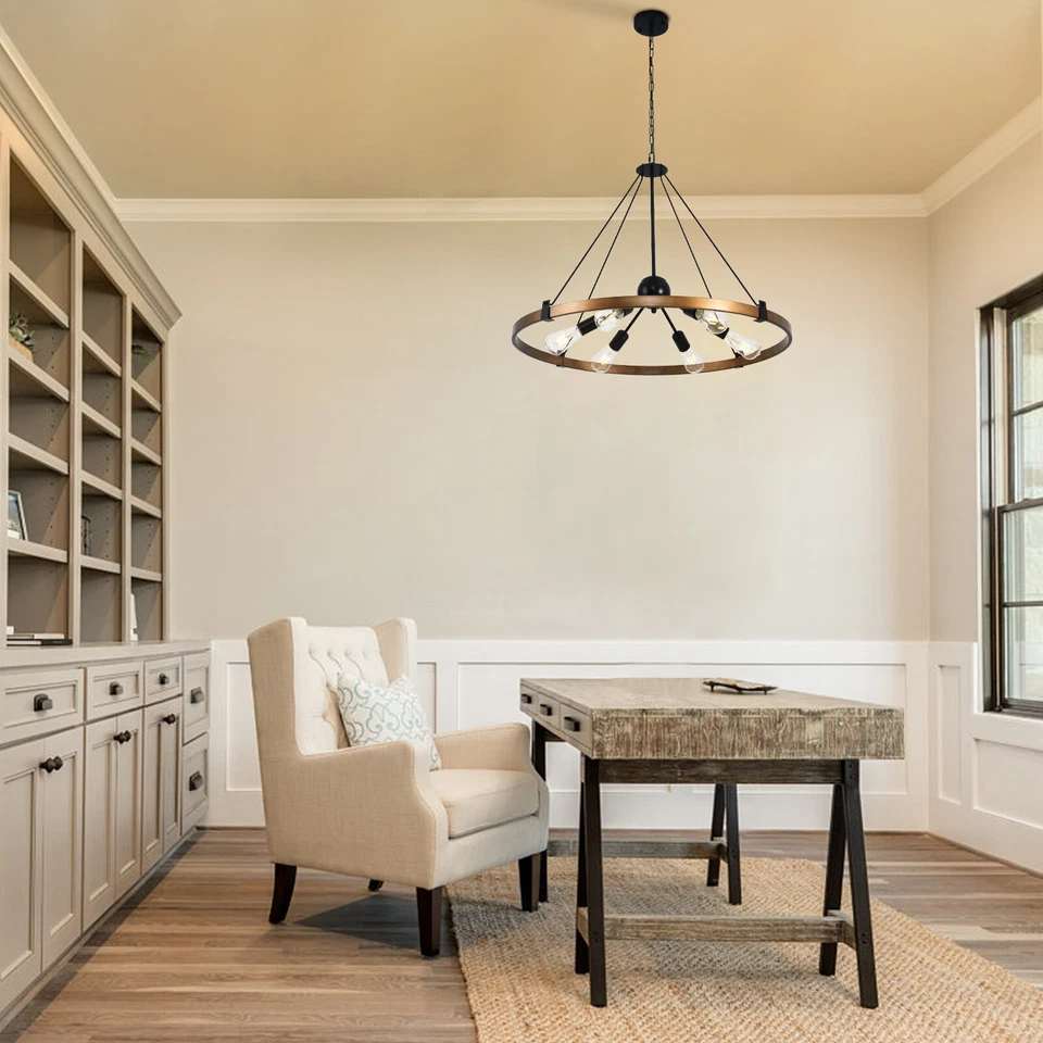 Lámpara de araña grande de 31,5 pulgadas para sala de estar, lámpara de metal de 6 luces 110 V Foto 4 de 4