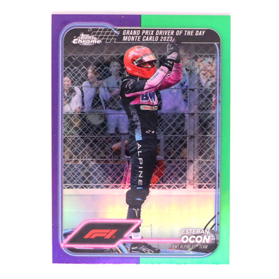 F1 Topps Chrome 2024 Esteban Ocon Driver of the Day Purple Green SP