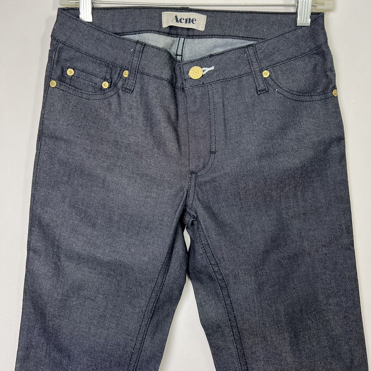 Acne Kex 1 Five Pocket Skinny Jeans Womens 28/34 Dark Denim Low