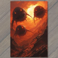 Art Print  Fiery Monster Creatures Surreal Hellscape Dramatic Fantasy Horror
