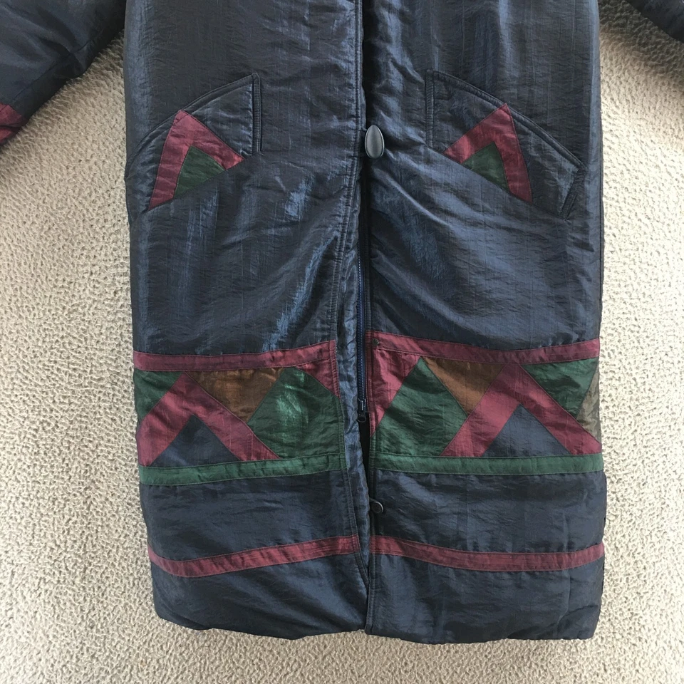 Chaqueta Abrigo Largo John Weitz Mujer Mediana Multicolor Azul Cuello Botón Delantero Foto 4 de 4