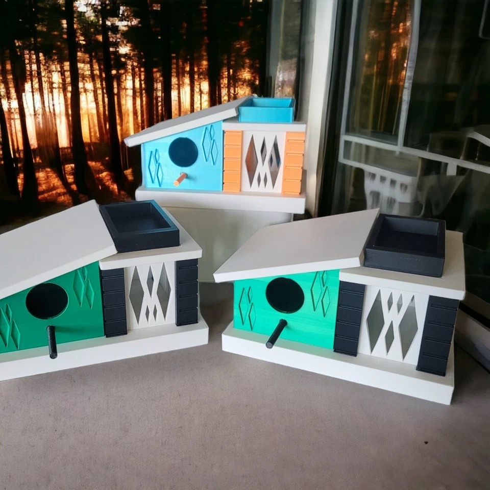 Ретро середины века современный птичий домик Аддисон | 3D-печать| архитектура 1960-х - Изображение 3 из 4