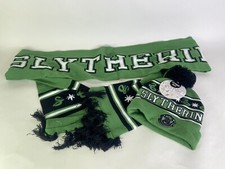Harry Potter Slytherin Logo Knit Cuff Pom Beanie Hat Cap and Scarf Set 2 Piece