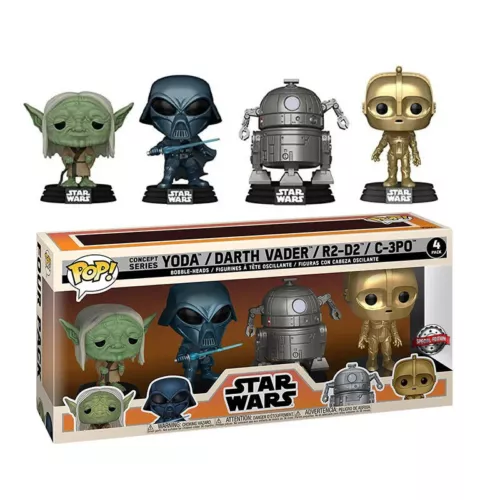 Funko POP! Star Wars Concept Series: Yoda / Darth Vader / R2-D2 / C-3PO 4-Pack E