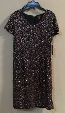 $169 NWT Vince Camuto Womens Multicolor Sequin Cap Sleeve V Neck Dress Size 2