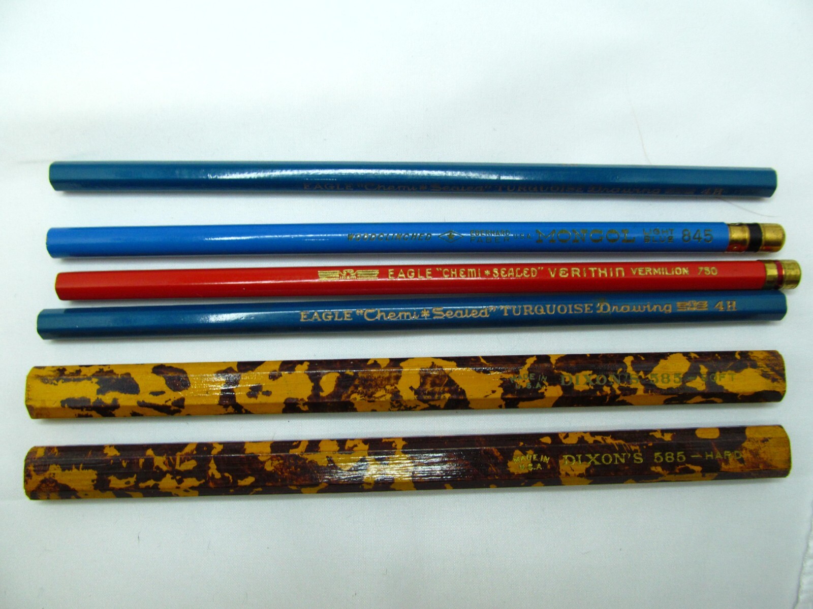 VINTAGE ART/DRAWING PENCILS EAGLE 750*EAGLE 4H*MONGOL 845*DIXON'S 585 SOFT &HARD