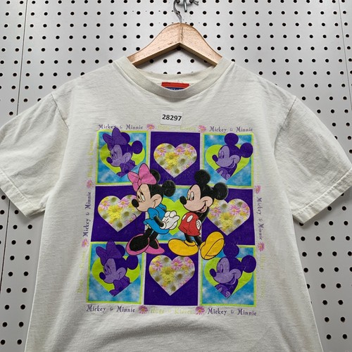 Vintage Disney Mickey & Minnie Mouse Shirt White Heart Love Kids 10/12 17.5x21.5 - Picture 7 of 18