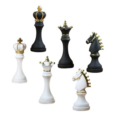 Chess Pieces Statue with Gold Paint for Table Pieces Board Games Accessories