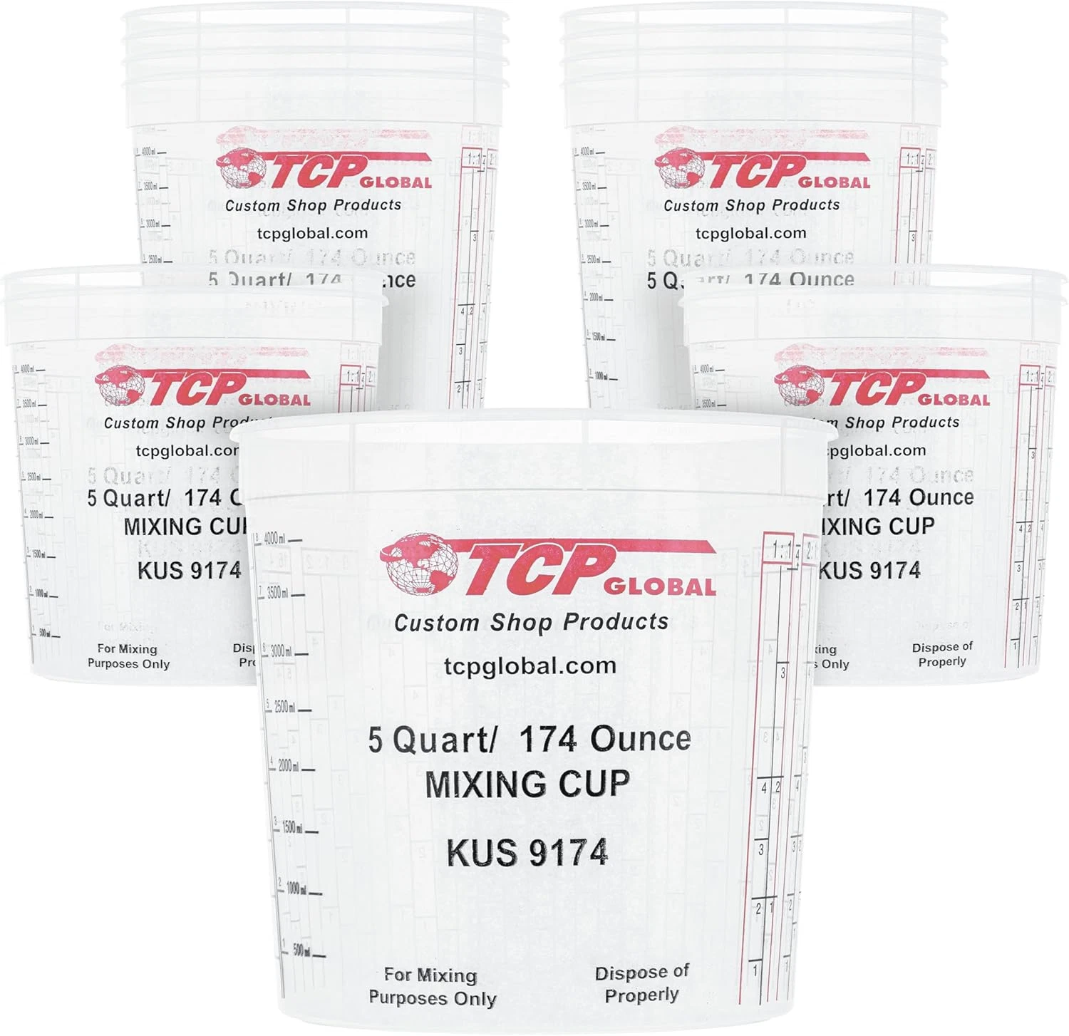 12 Pack 5-Quart Paint Mixing Cups - Reusable & Disposable Measuring Cups