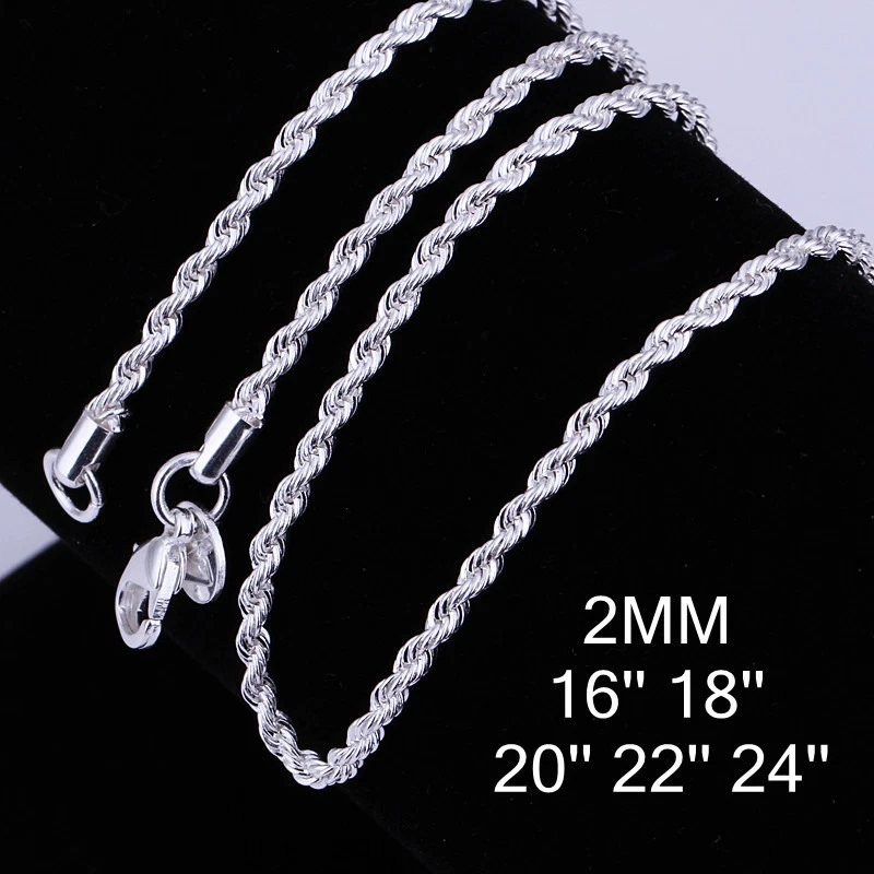 3 Types Wholesale 925Sterling Silver Flash Wrested Rope Chain