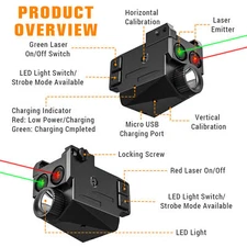 Blue Green/Red Green Laser Adjustable Compact Tactical Flashlight Laser Sight
