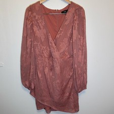 Lulus Meant To Shine Mauve Floral Jacquard Long Sleeve Sparkly Mini Dress Size M