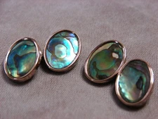 GORGEOUS VINTAGE ABALONE DOUBLE-SIDED  CUFFLINKS BY QUIKFIXR