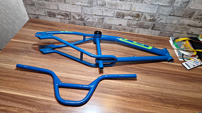 GT BMX Fahrradrahmen mit Lenker, Unisex Erwachsene, Blau/Grün MIDSCHOOL
