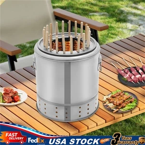 20 Skewers Camping BBQ Grill Portable Barbecue Outdoor Charcoal Barrel Grill