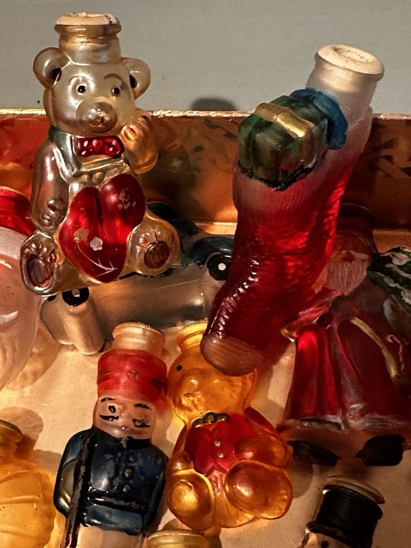Vintage Glass Figural Christmas Character String Lights, Multicolor Bulbs