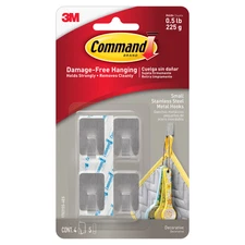 Command Small Metallic Hooks [Removable]: small / 4-pack (Stainless Steel)