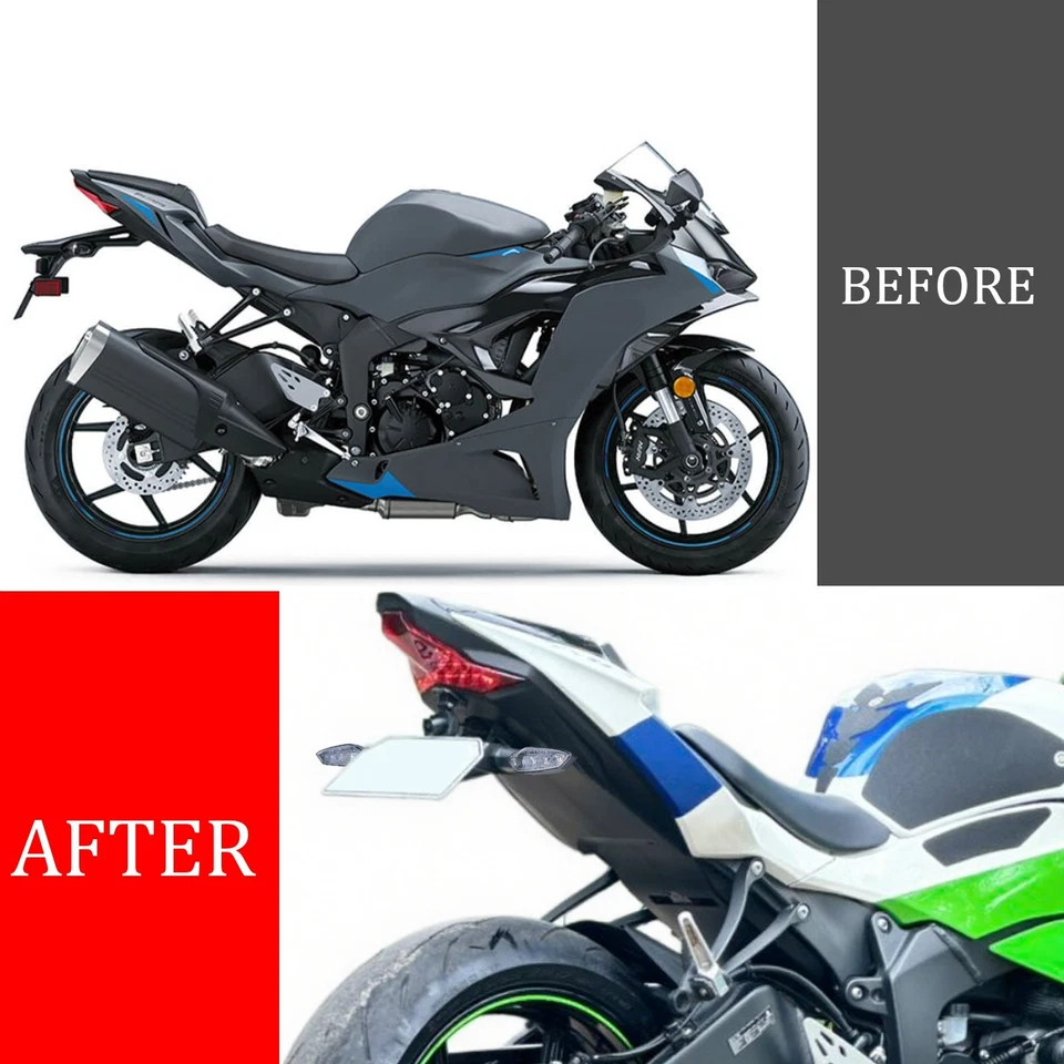 Eliminador de guardabarros trasero ordenado LED intermitente para Kawasaki Ninja 2009-2018 ZX6R Foto 2 de 4