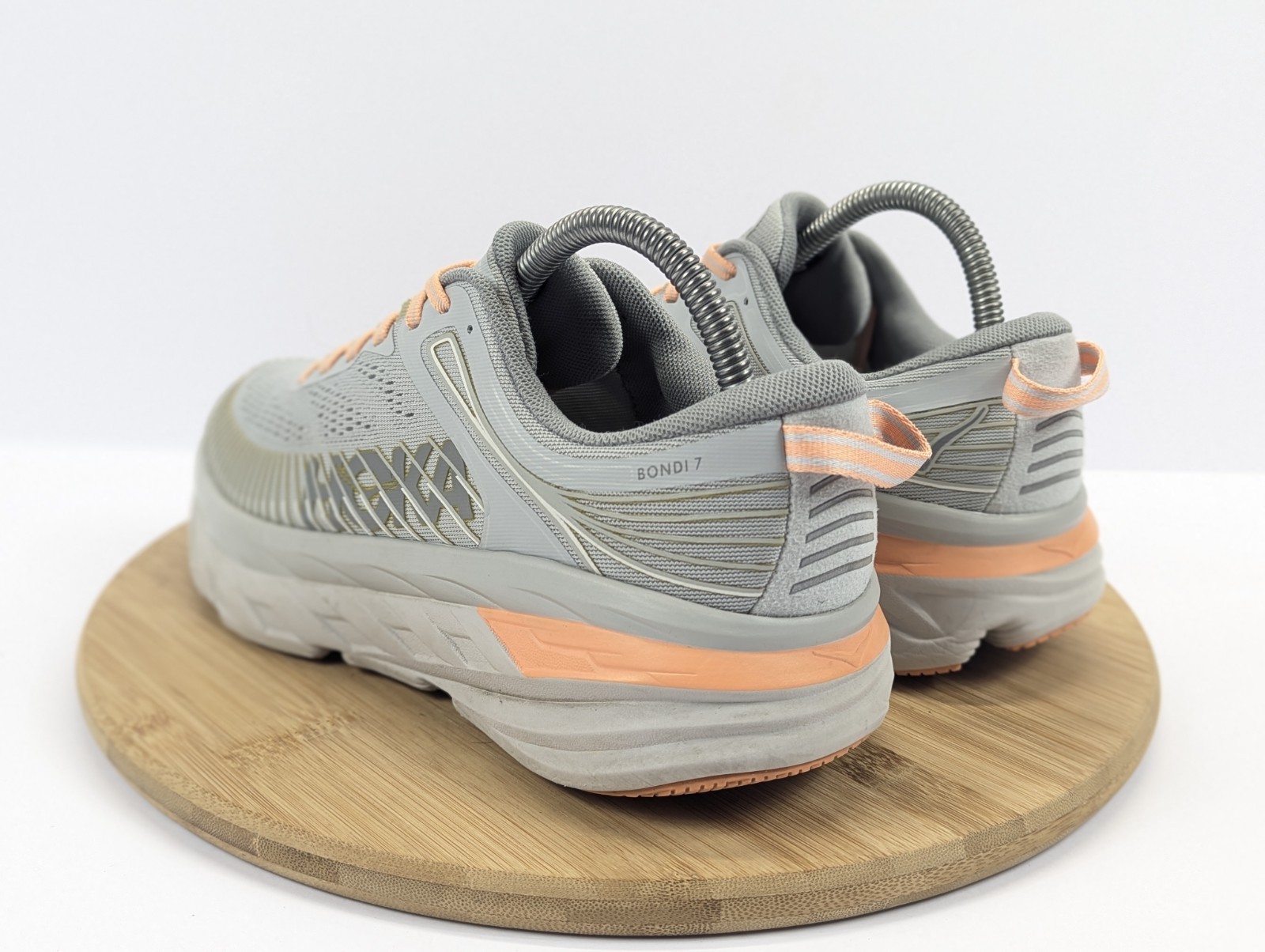 Hoka Bondi 7 Womens Sneakers Size 8 Gray Peach Shoes Running Athletic Trainer  thumbnail 6