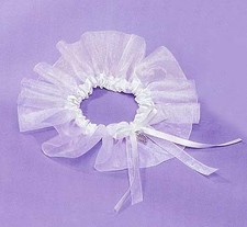 Russ White Satin Wedding Garter With Rhinestone Heart Charm