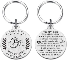 Christmas Keychain for Dad from Son - Best Dad Ever Key Chain - I'll Always Be Y