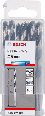 HSS Metallbohrer 6mm Bosch PointTeQ Set Stahl Eisen Spiralbohrer