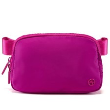 Two Way Zipper Fanny Pack Nylon Everywhere Belt Bag for Women, Grape Purple