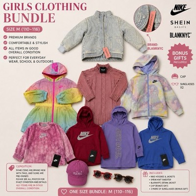 Girls Clothing Bundle Size M 110-116 Nike SHEIN BlankNYC Jackets Hoodies Lot