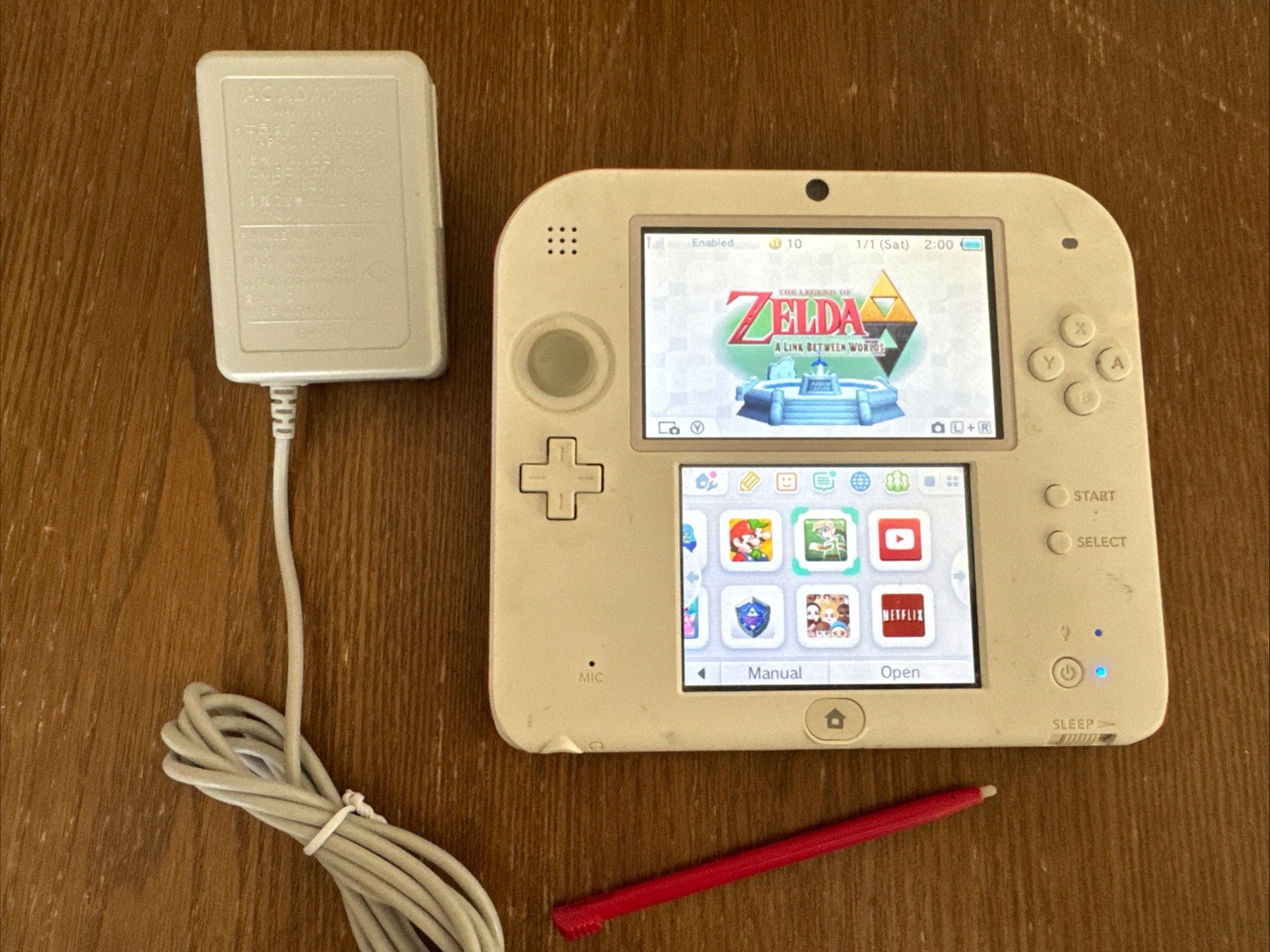 Nintendo 2DS Console 3DS, Scarlet Red W/Charger, Stylus BUNDLE