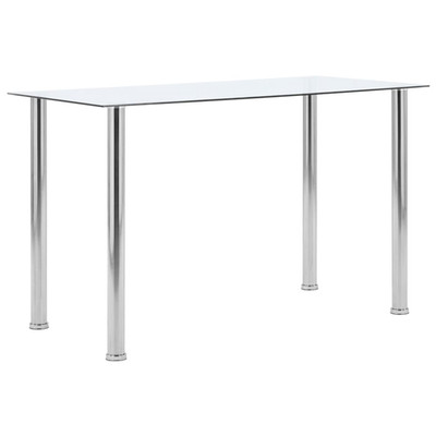 Esstisch Transparent Hartglas Edelstahl 120x60x75 cm ModernStyle