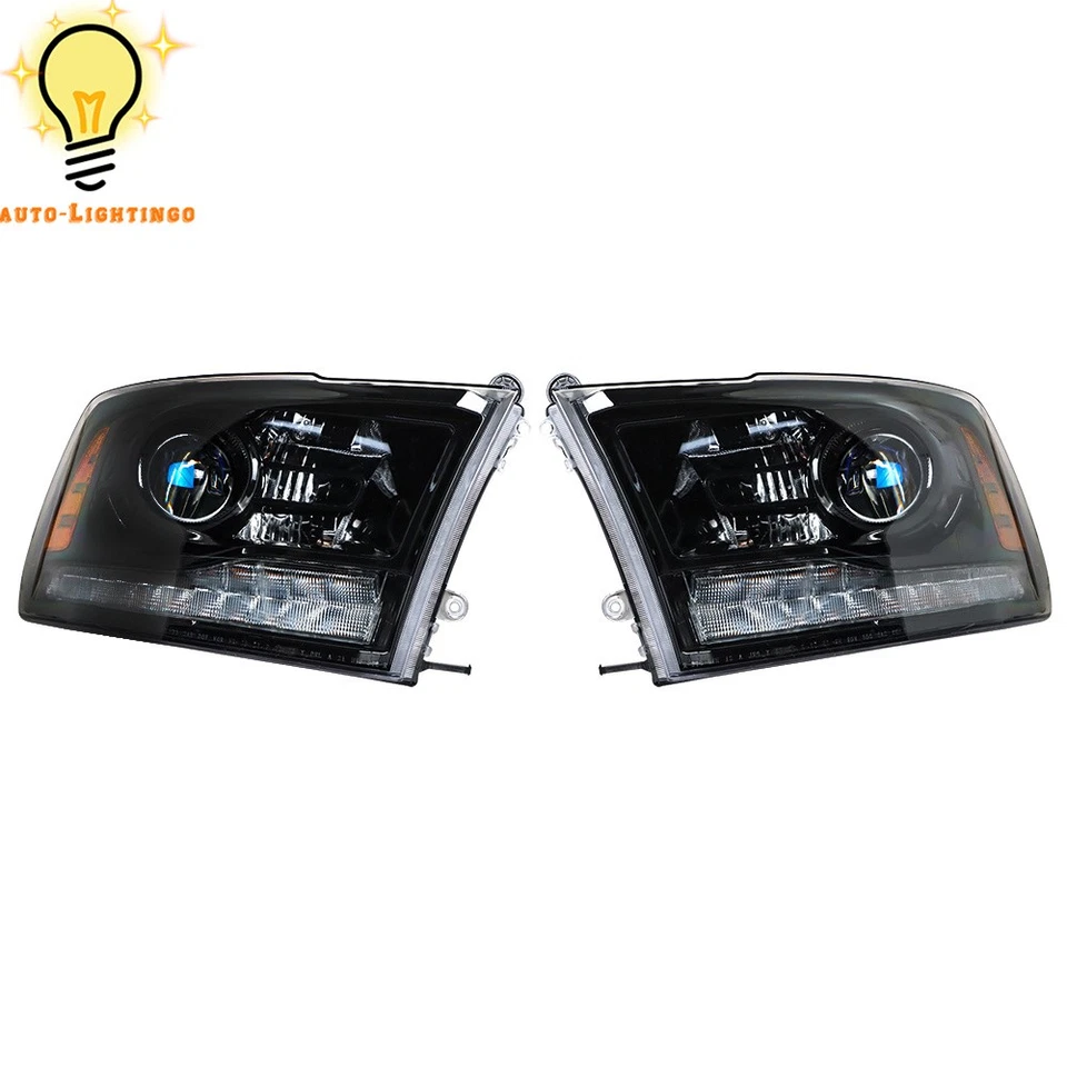 For Dodge Ram 1500 2500 3500 2013-2018 Black Projector Headlights w/LED DRL - Image 4 of 4