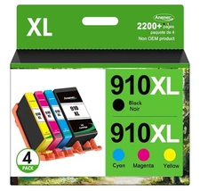 910XL Ink Cartridge For HP Printers, 4 Packs HP 910, Officejet 8020, 8025,8030