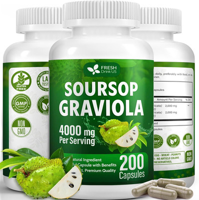 , Premium 200 Soursop Capsules, 4000Mg per Serving, 100 Days Supply   100% from