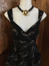 Y2K AB Studio Babydoll Sheer Lined Top Paisley Glitter Whimsygoth Size L Read