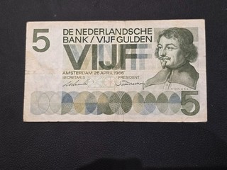 Netherlands 5 Gulden 1966 P 90