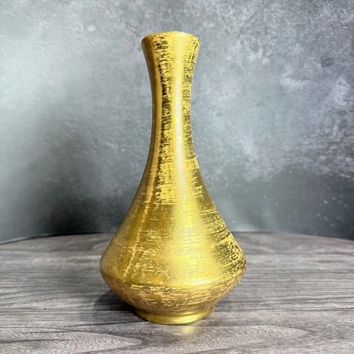 Vintage Mid-Century Stangl Pottery Granada Gold 22K Textured Bud Vase 4050