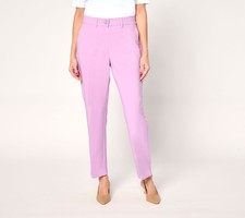 Isaac Mizrahi Live Petite Stretch Crepe Straight-Leg Ankle Pants Vibrant Violet
