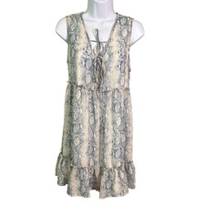 Altar'd State Mini Swing Dress Womens M White Blue Boho Cottage Soft Girl Flowy