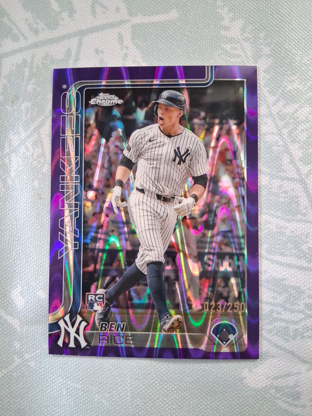 2025 Topps Chrome - Ben Rice #139 Purple Raywave Refractor /250 (RC)