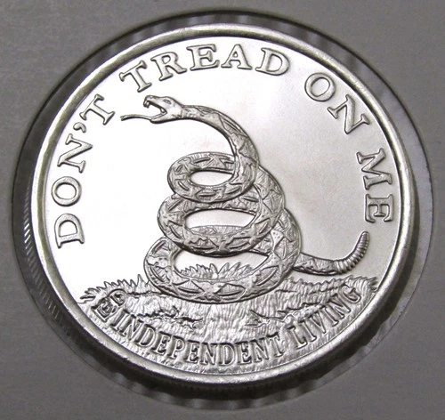 Independent Living Don't Tread Boston Tea Party 1 Troy oz .999 Fine Silver Round