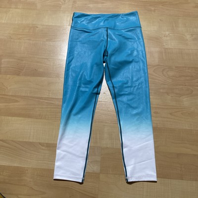 Zyia Active Venom Ombre Metallic Light N Tight Leggings Teal Blue 8-10 27x24 