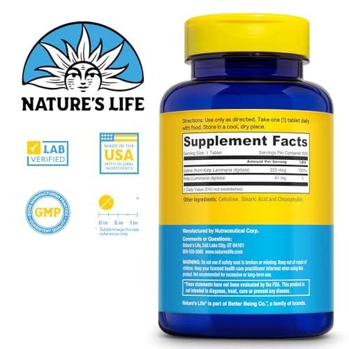 Nature s Life Icelandic Kelp 41 mg Comprimidos - Suplemento de Yodo y Tiroides - - - Foto 2 de 4