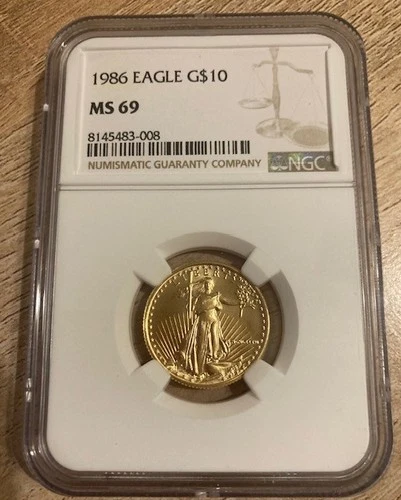 1986 $10 American Gold Eagle 1/4 Oz Gold MS69 NGC