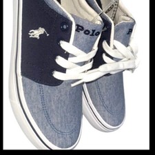 Polo Ralph Lauren Faxson X Sneakers Child Youth Size 3 Blue White Pony Logo