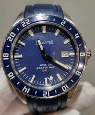 Raro orologio automatico uomo Eberhard and Co. Blue Scafograf GMT mai indossato con scatola