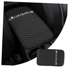 Bling Leather Car Armrest Box Cover,Car Center Console Protector Bling-Black